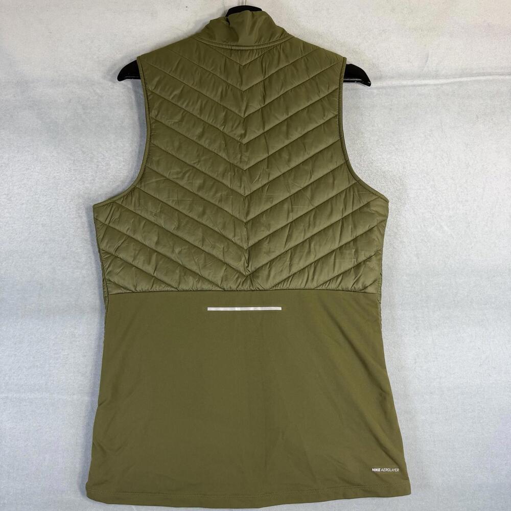 Nike Aerolayer Vest Mens Small Green Full Zip Reflective Puffer Quilted Running - Picture 3 of 8
